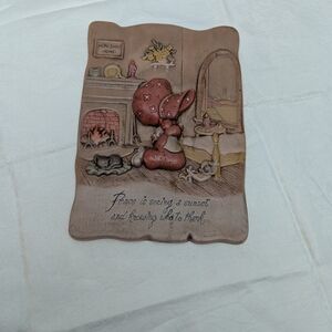 Holly Hobbies 3D Decorative Plaque with Inspirational Quote. Praying. Vintage.